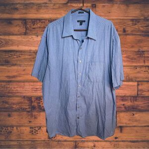 5 for $25🔥Van Heusen‎ Blue Plaid Button Front Short Sleeve Shirt 3XLT
